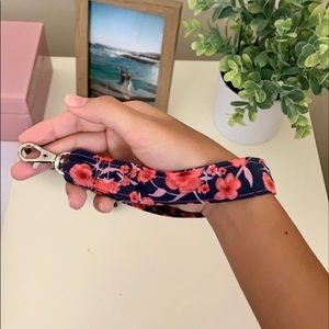 Poppy print acacia key chain